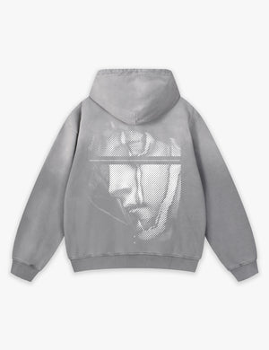 RAW METALS Falling Mask Faded Hoodie in Grey