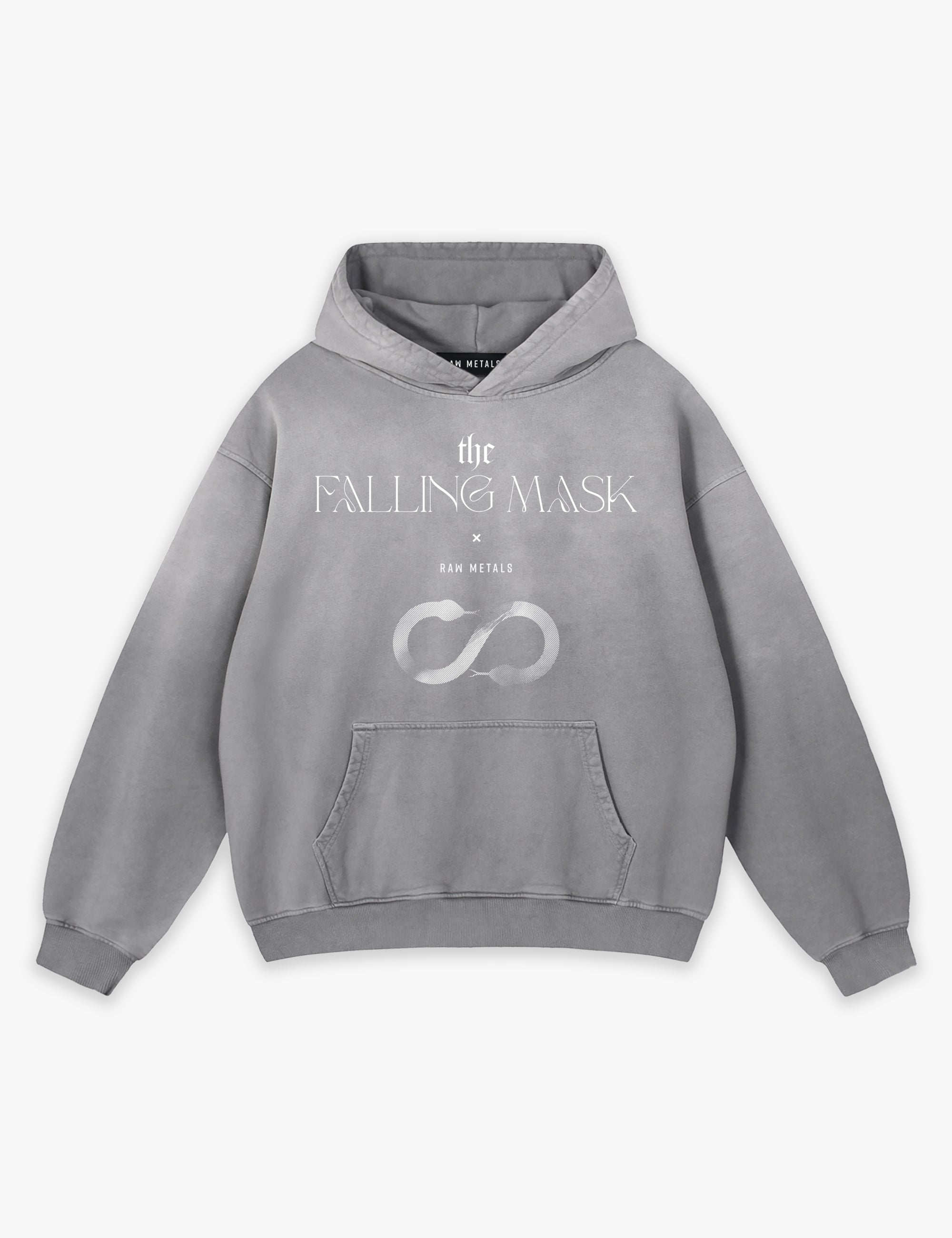 RAW METALS Falling Mask Faded Hoodie in Grey