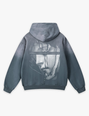 RAW METALS Falling Mask Faded Hoodie in Slate