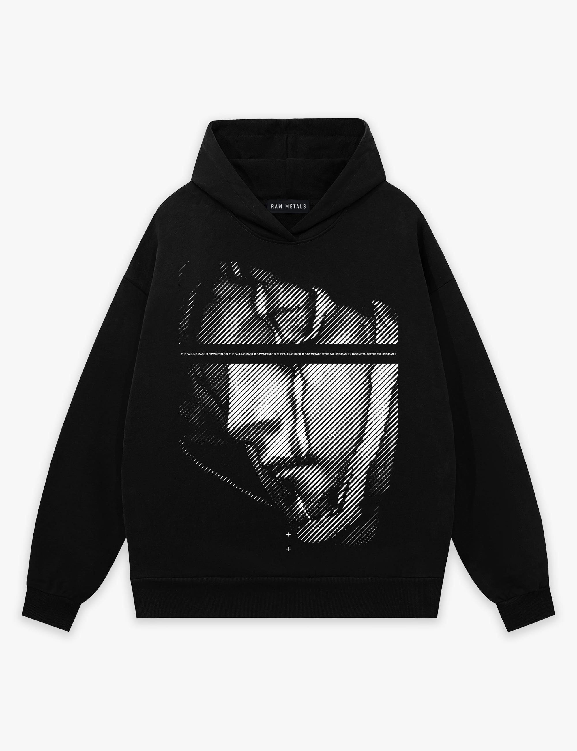 RAW METALS Falling Mask Hoodie in Black