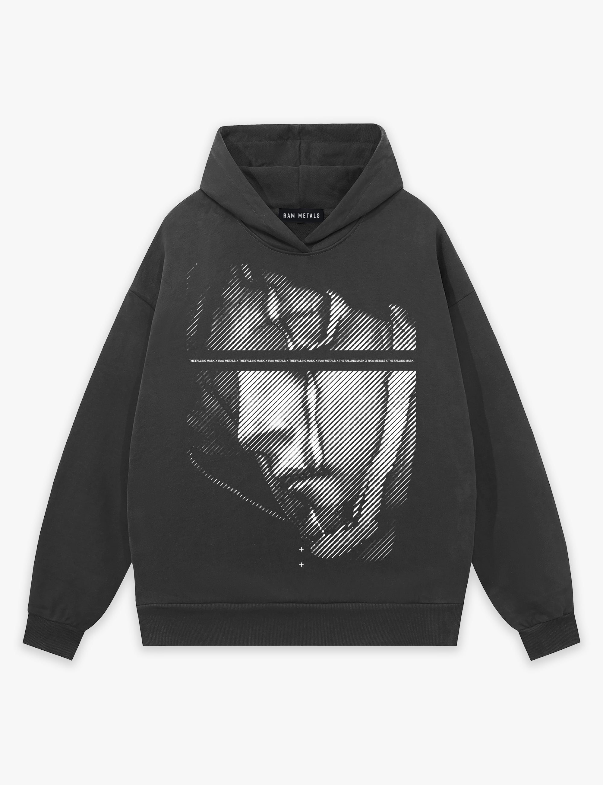 RAW METALS Falling Mask Hoodie in Charcoal