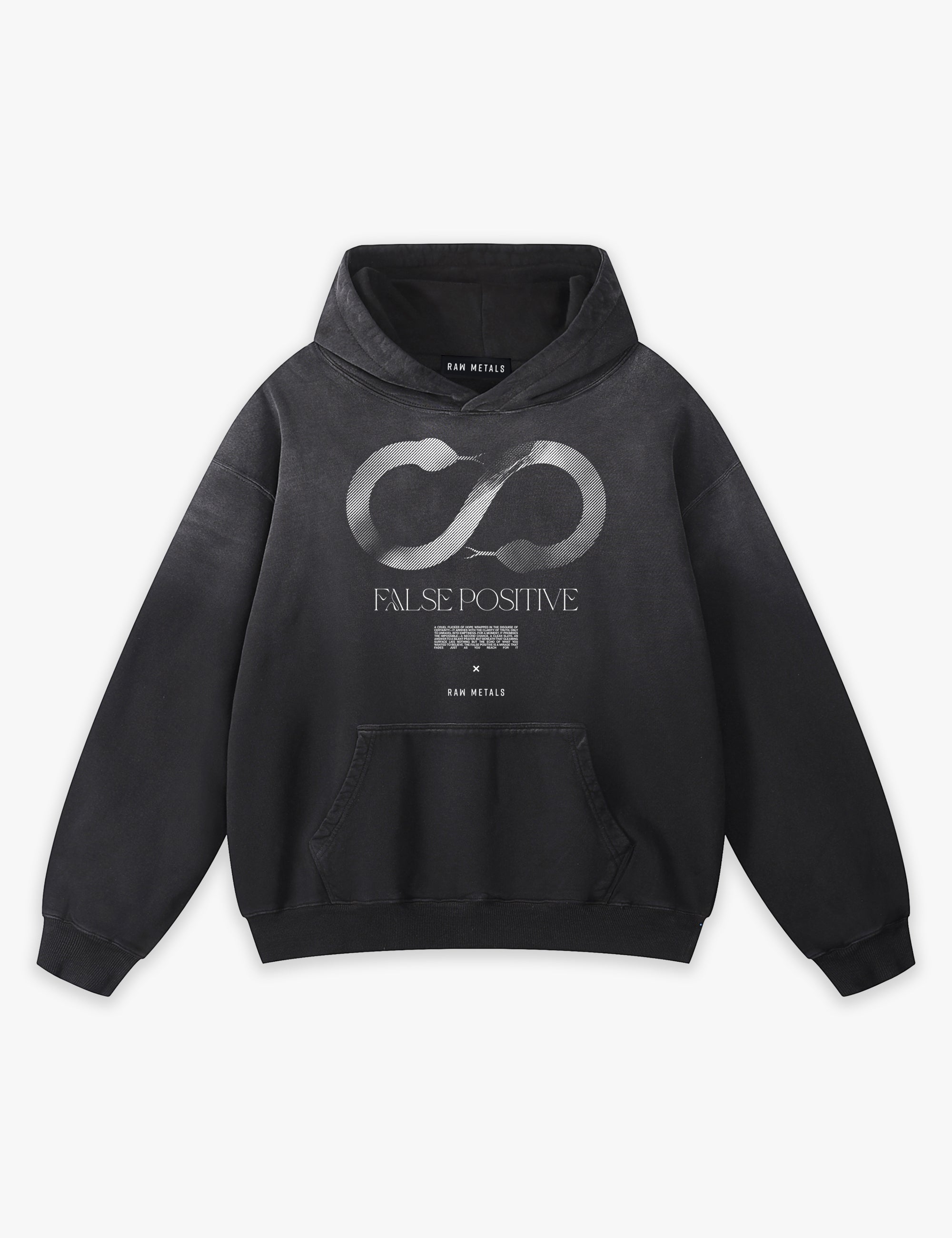 RAW METALS False Positive Faded Hoodie in Black