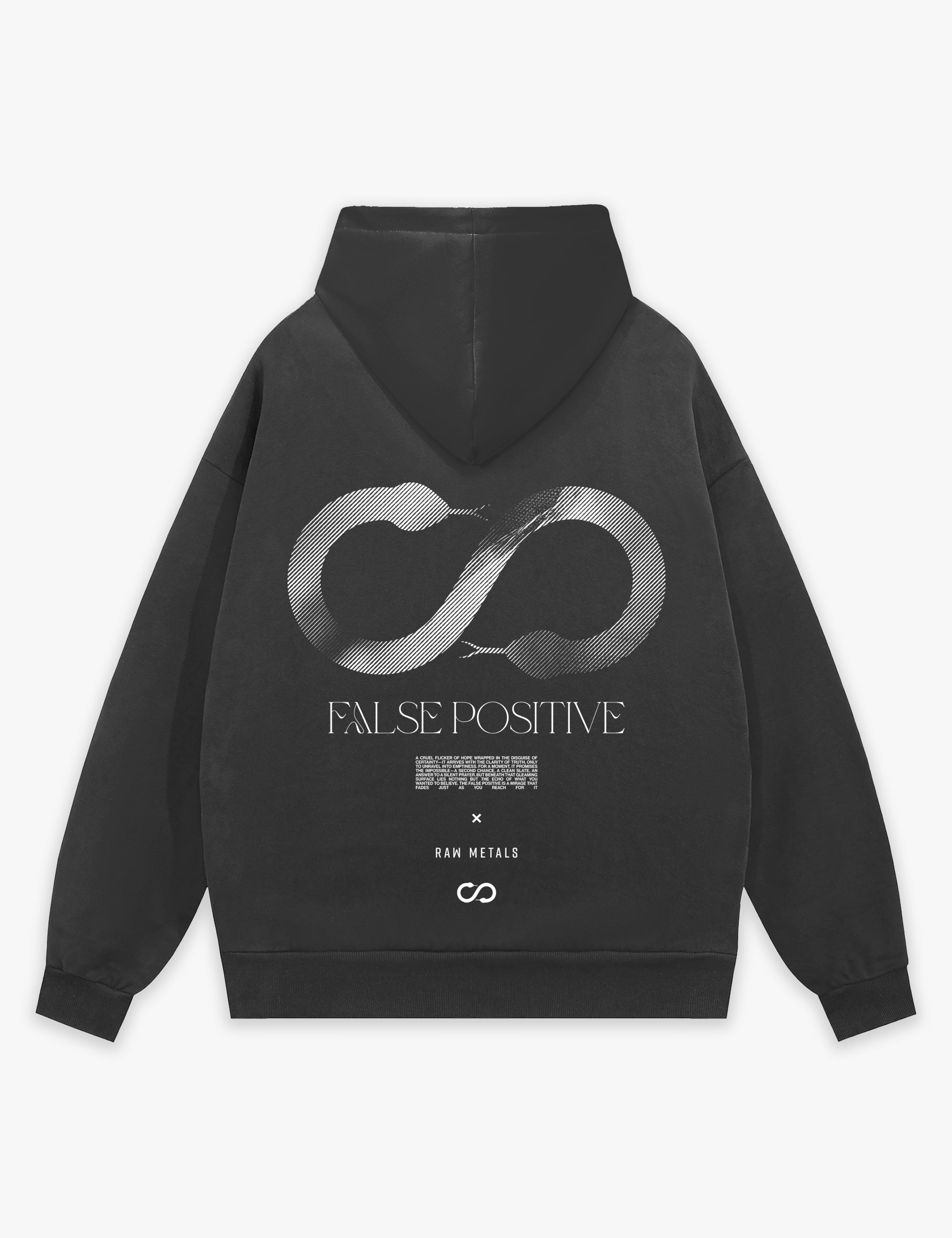 RAW METALS False Positive Hoodie in Charcoal