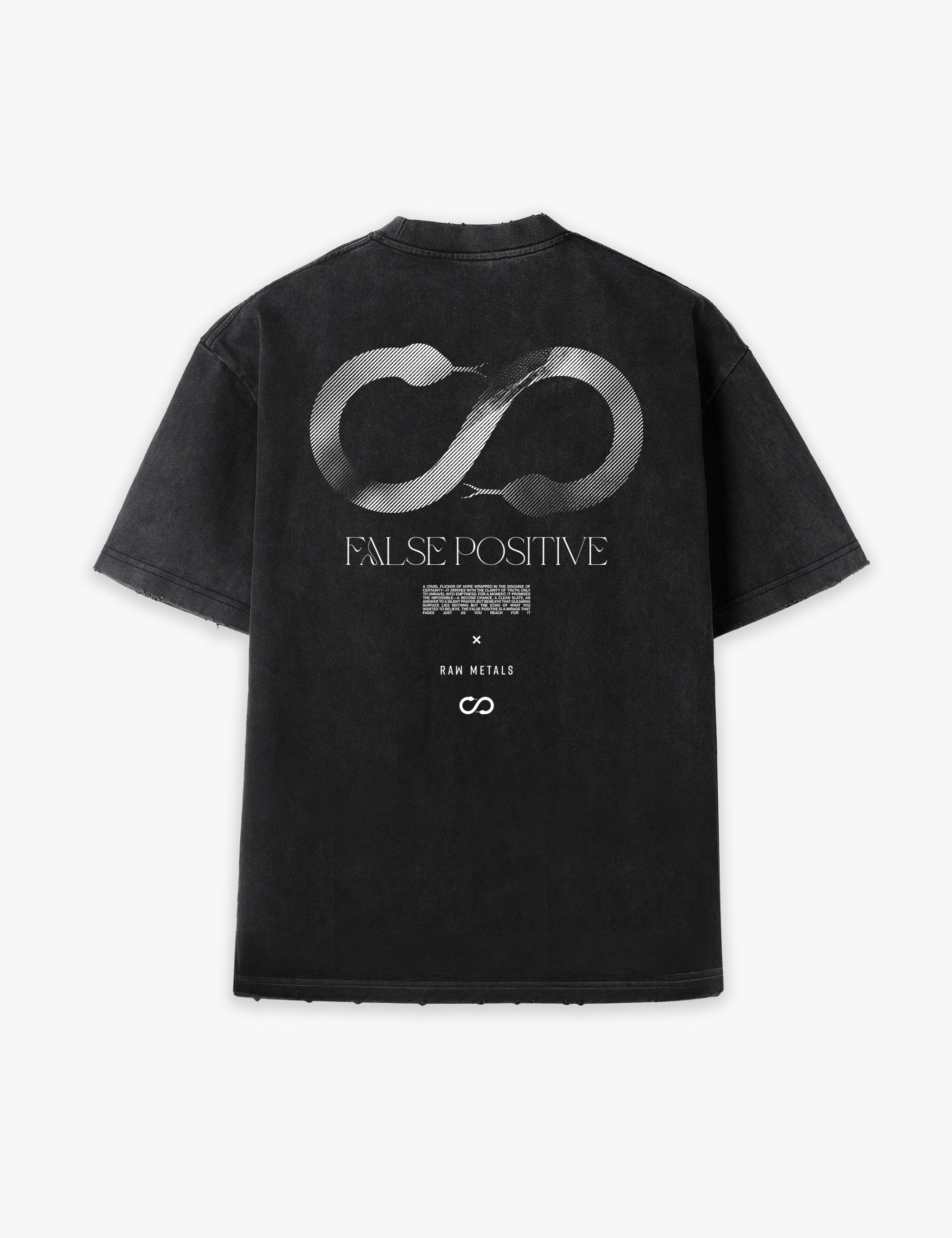 RAW METALS False Positive Oversized Distressed T-shirt in Black