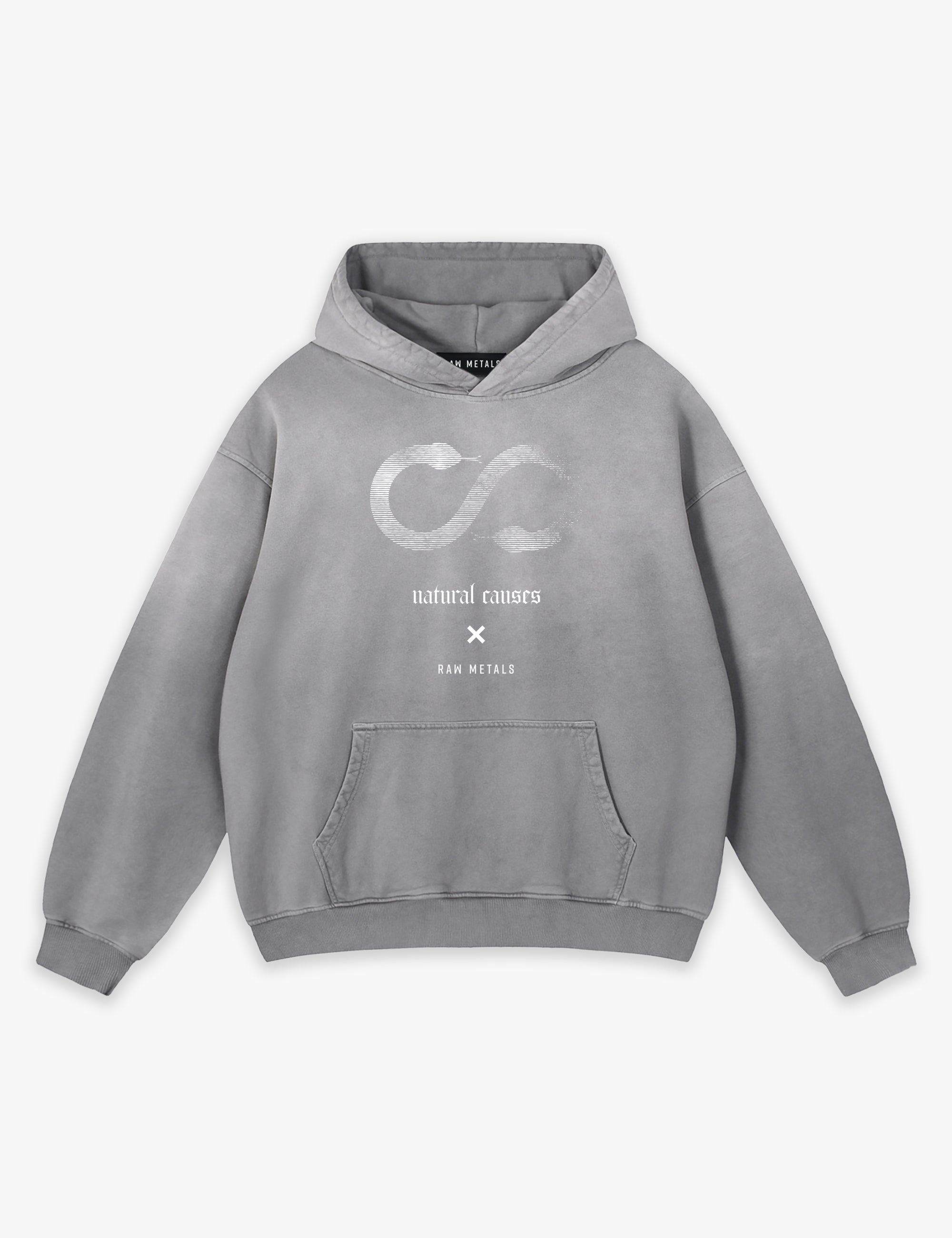 RAW METALS Natural Causes Faded Hoodie in Grey