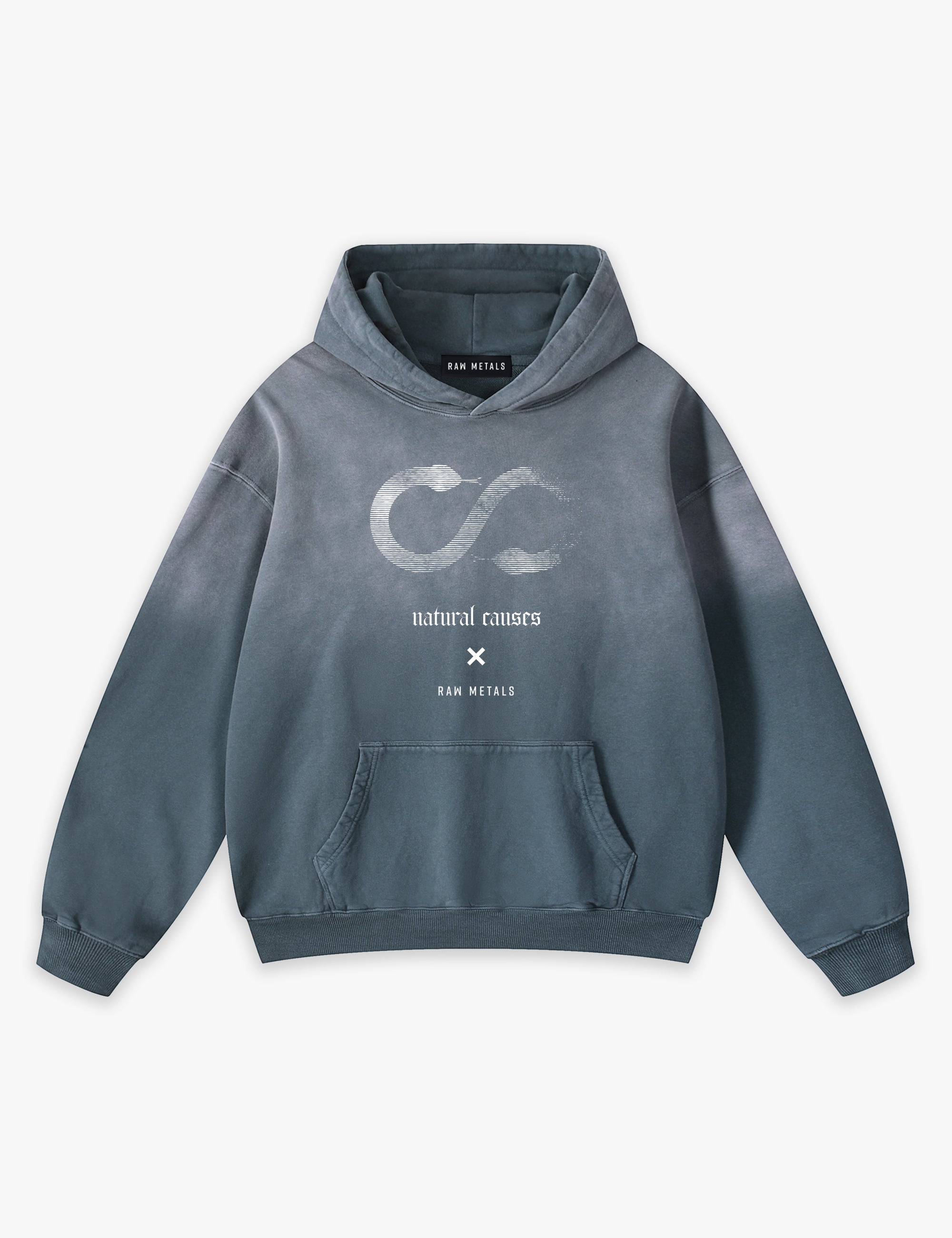 RAW METALS Natural Causes Faded Hoodie in Slate