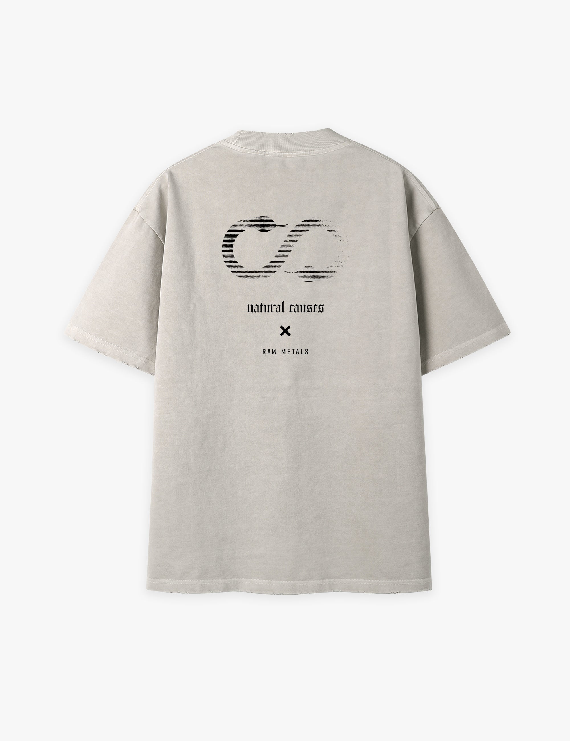 RAW METALS Natural Causes Oversized Distressed T-Shirt in Bone