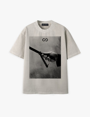 RAW METALS Natural Causes Oversized Distressed T-Shirt in Bone