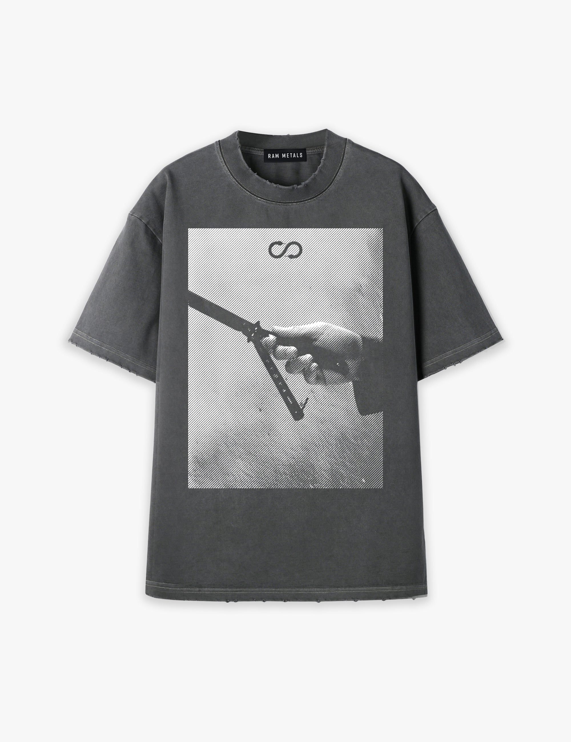 RAW METALS Natural Causes Oversized Distressed T-shirt in Charcoal