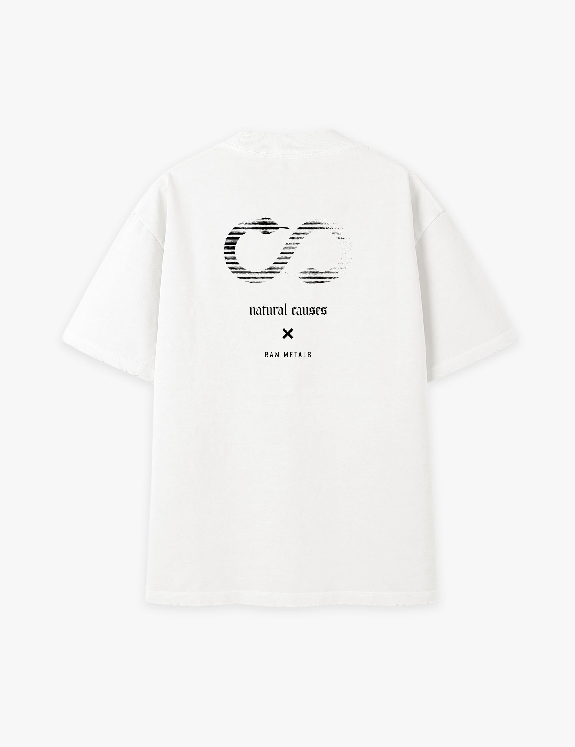 RAW METALS Natural Causes Oversized Distressed T-shirt in White