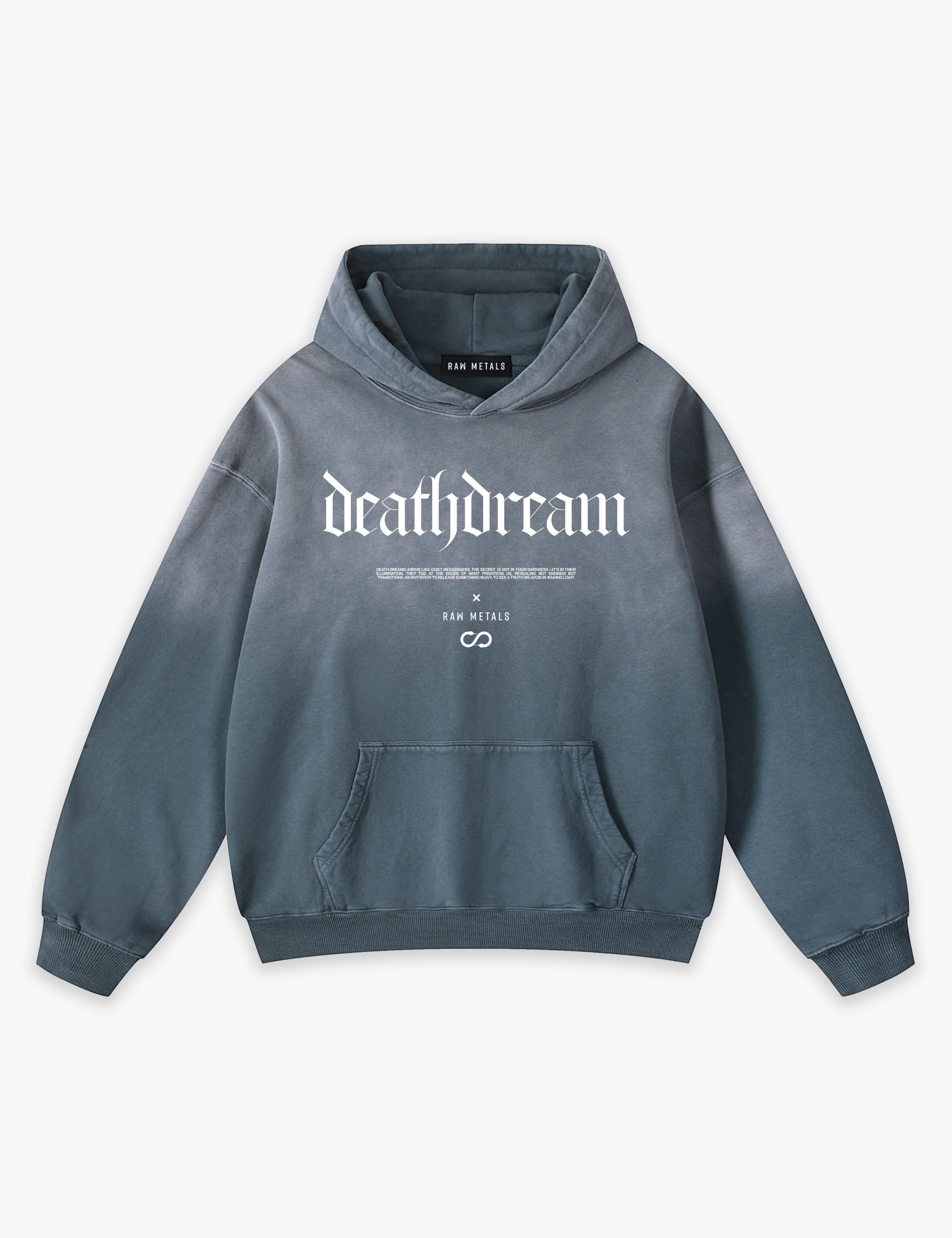 RAW METALS Deathdream Faded Hoodie in Slate