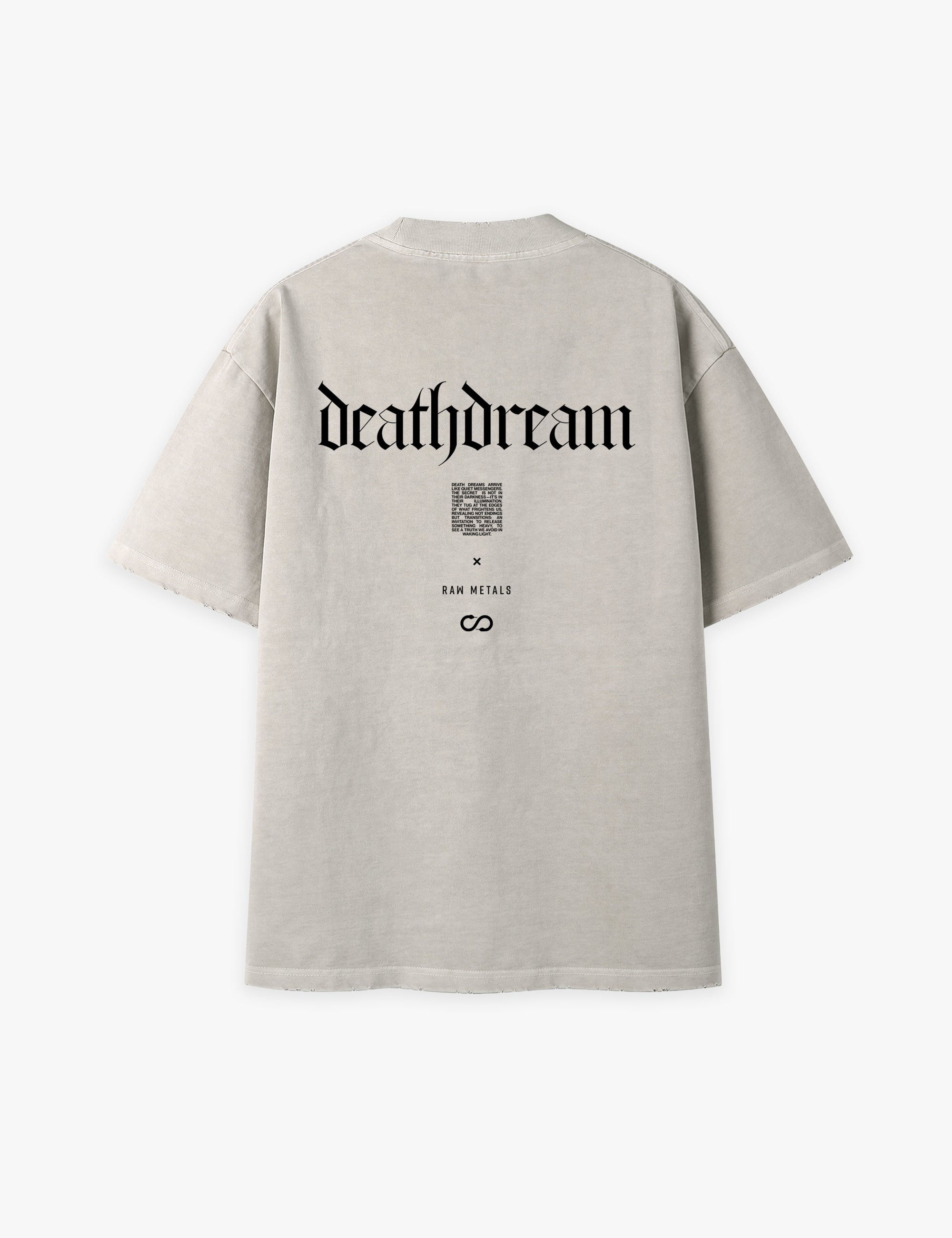 RAW METALS Deathdream Oversized Distressed T-shirt in Bone