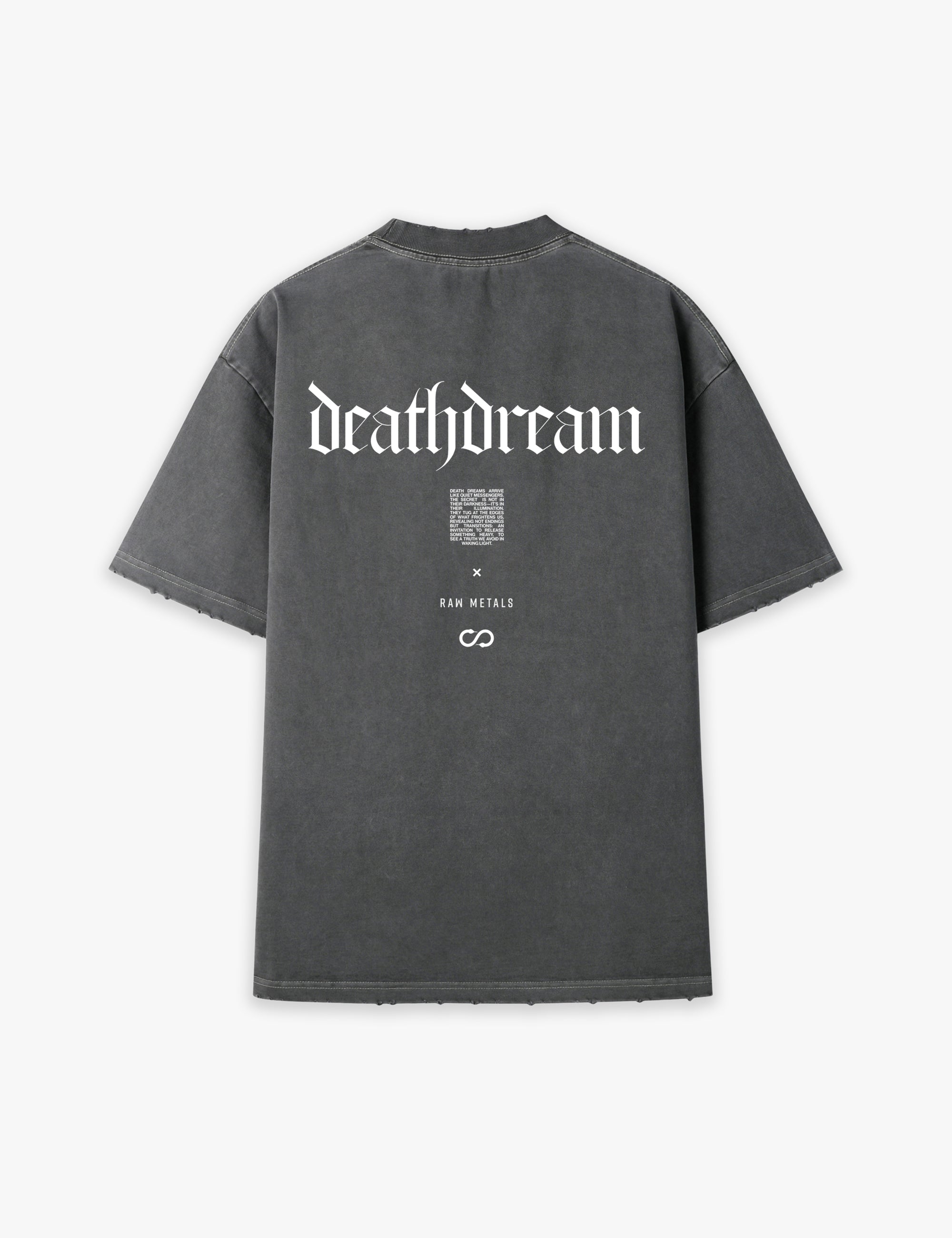RAW METALS Deathdream Oversized Distressed T-shirt in Charcoal