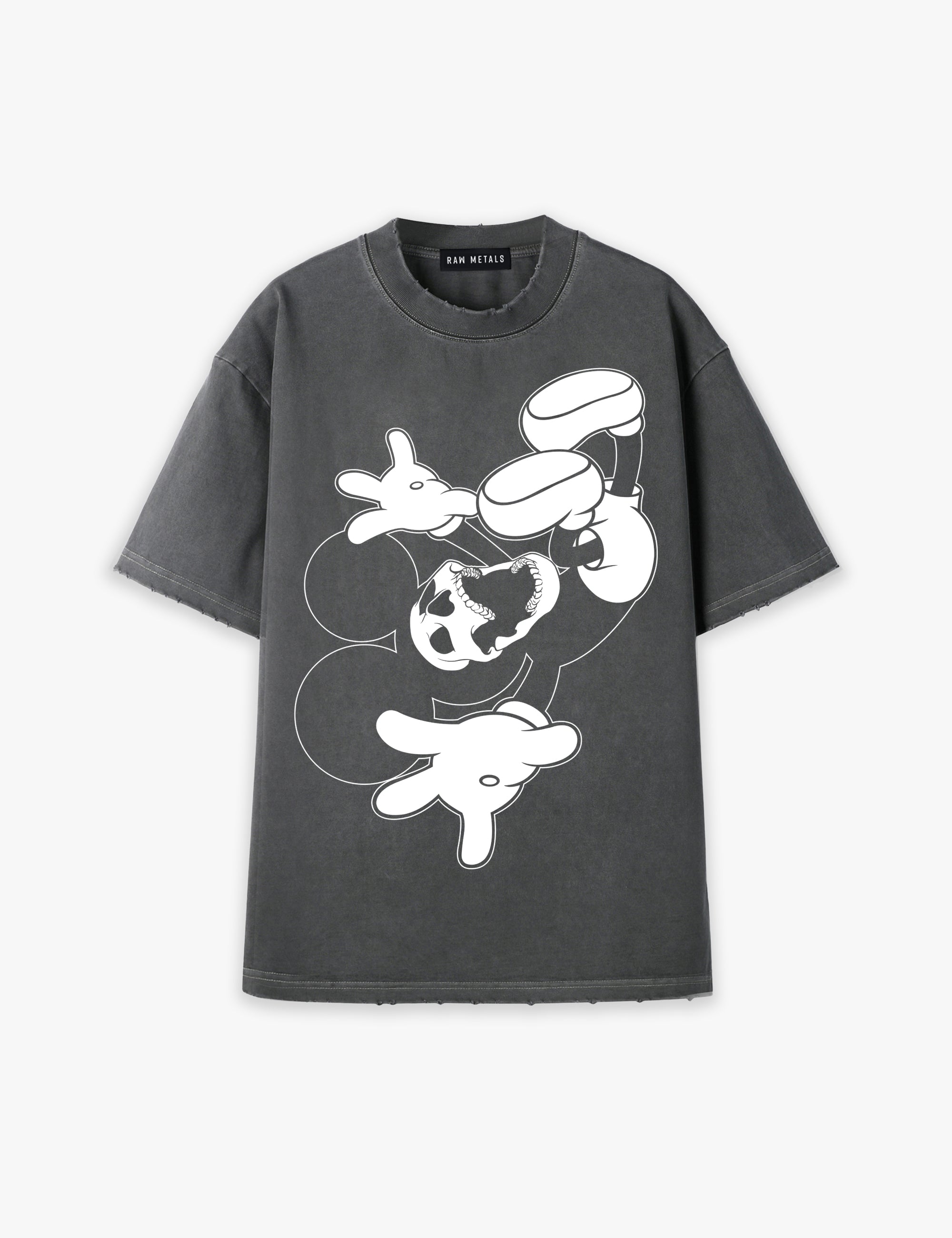 RAW METALS Deathdream Oversized Distressed T-shirt in Charcoal