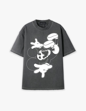 RAW METALS Deathdream Oversized Distressed T-shirt in Charcoal