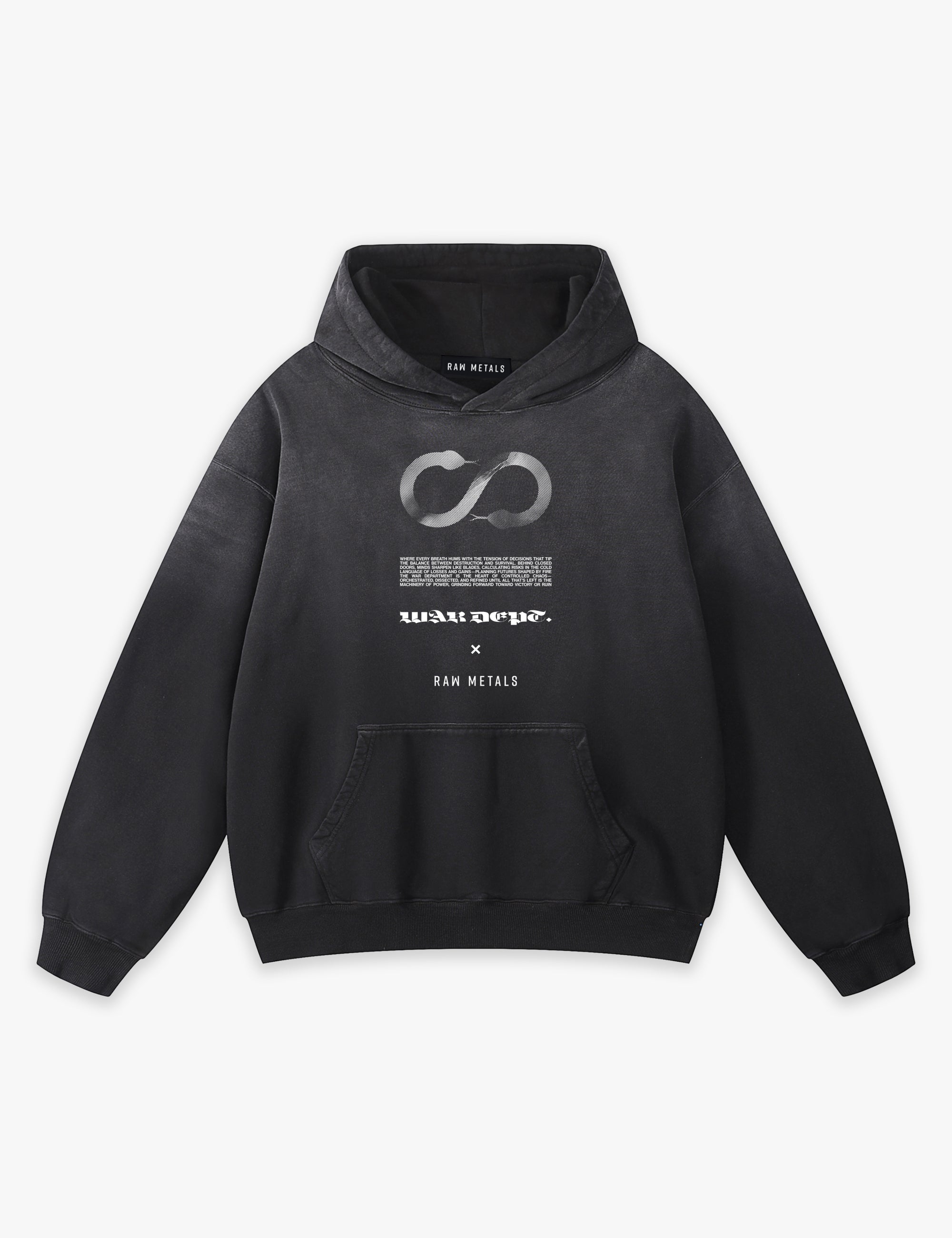 RAW METALS War Department Faded Hoodie in Black