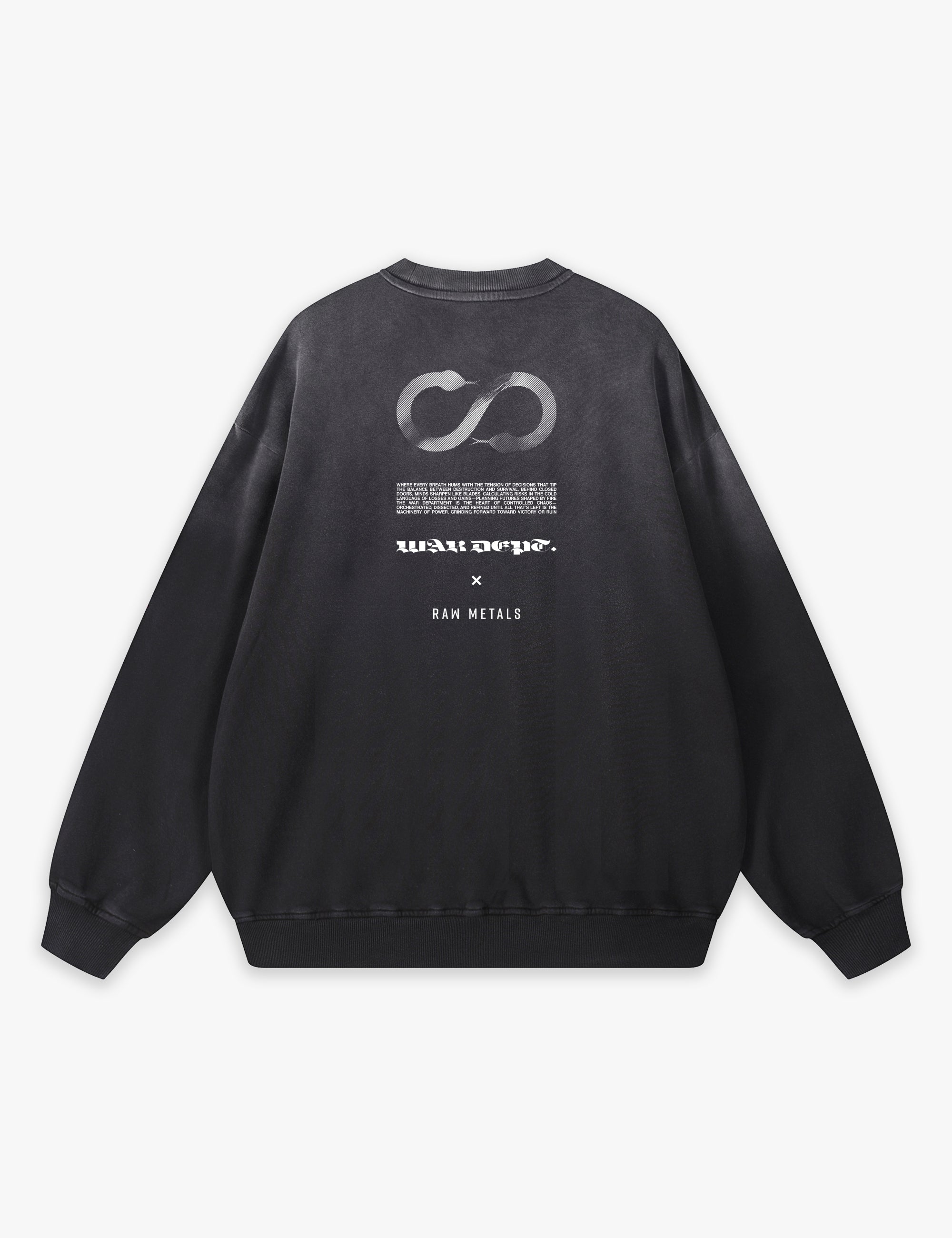 RAW METALS War Department Faded Sweatshirt in Black