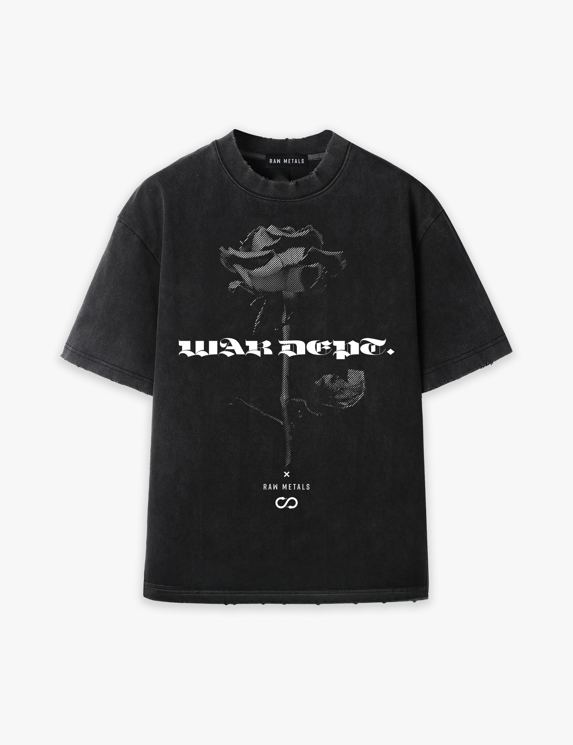 RAW METALS War Department Oversized Distressed T-shirt in Black