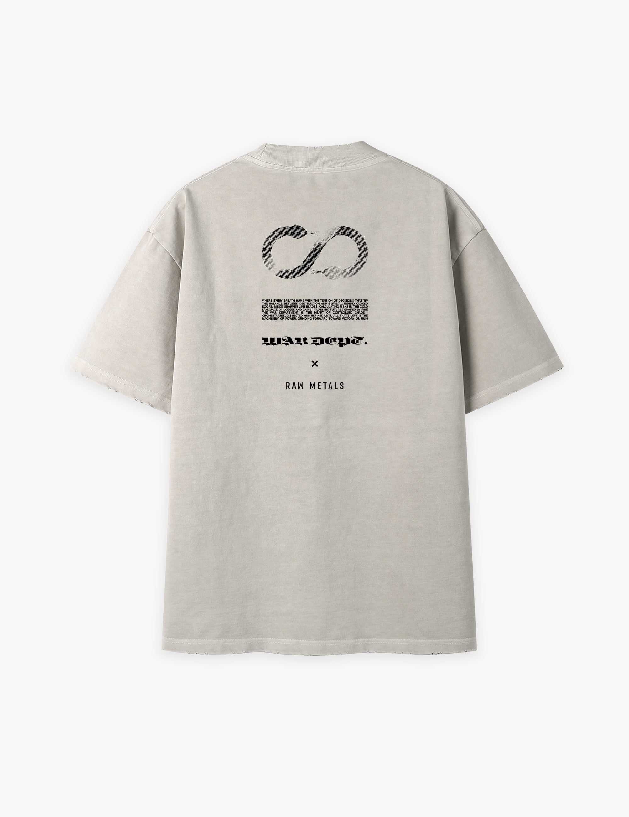 RAW METALS War Department Oversized Distressed T-shirt in Bone