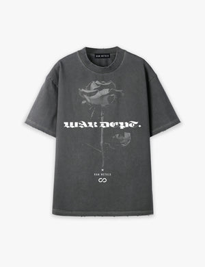 RAW METALS War Department Oversized Distressed T-shirt in Charcoal