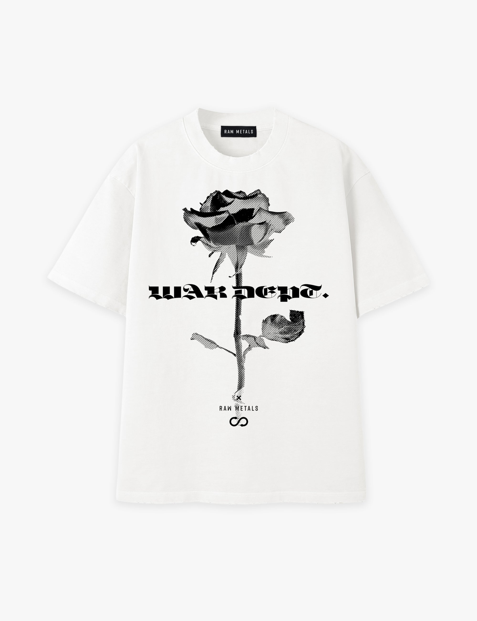 RAW METALS War Department Oversized Distressed T-shirt in White